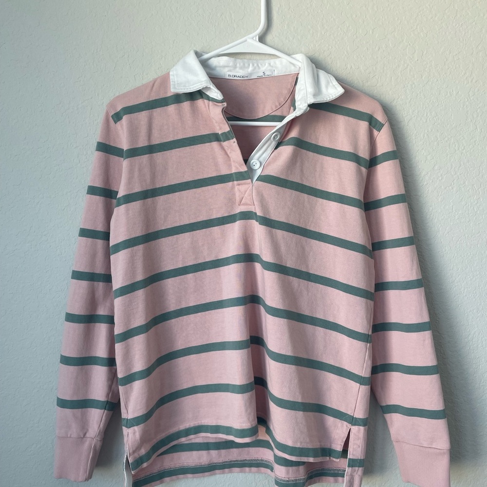 B. Draddy The Katie Vintage-Inspired Striped Rugby Shirt 100% Cotton Sz S